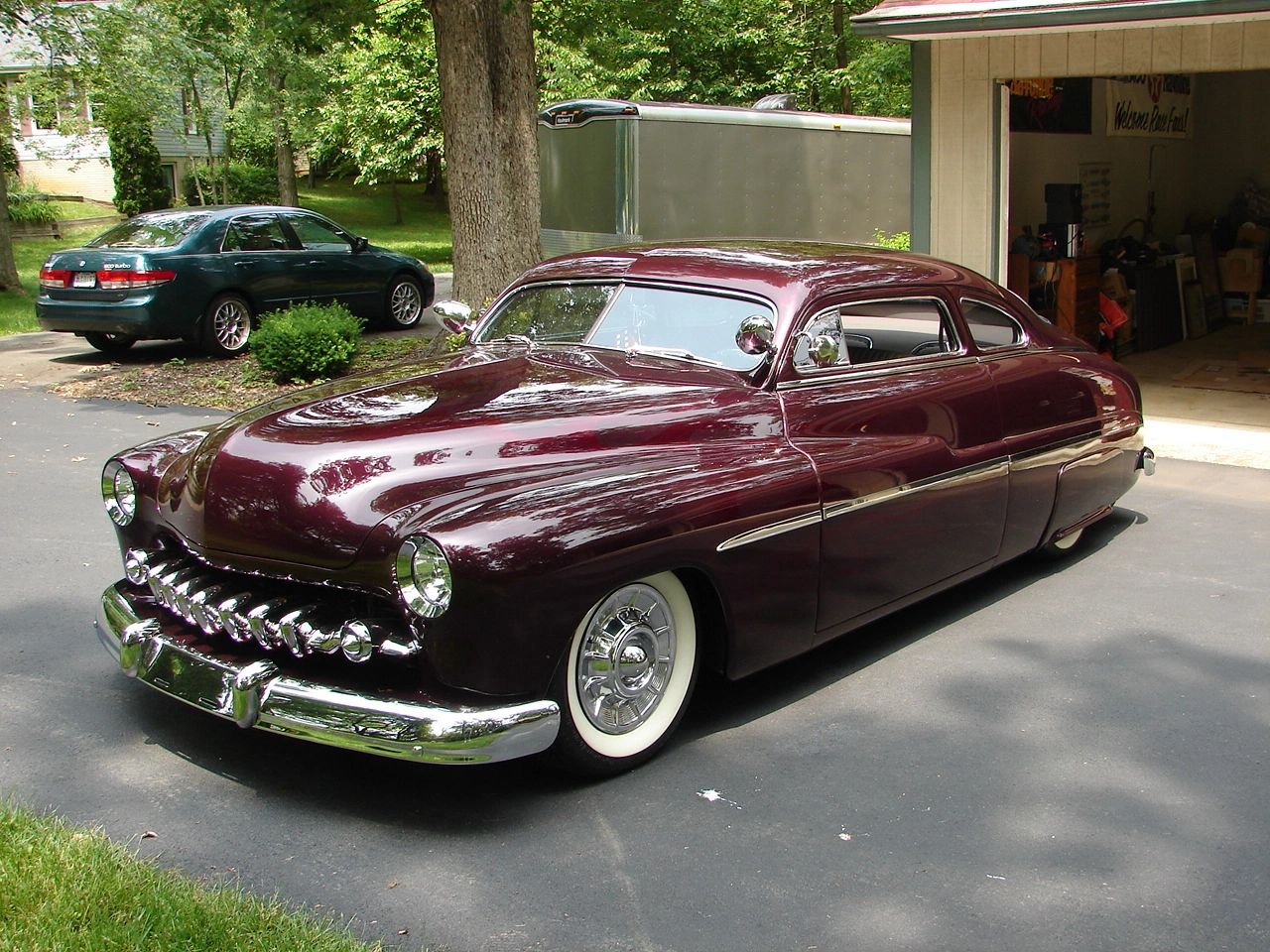 Classic burgundy 1950s car